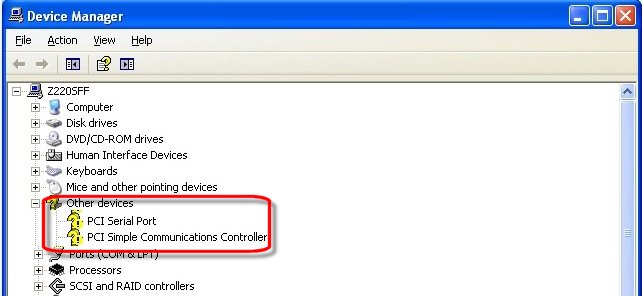 device manager pci simple communications controller